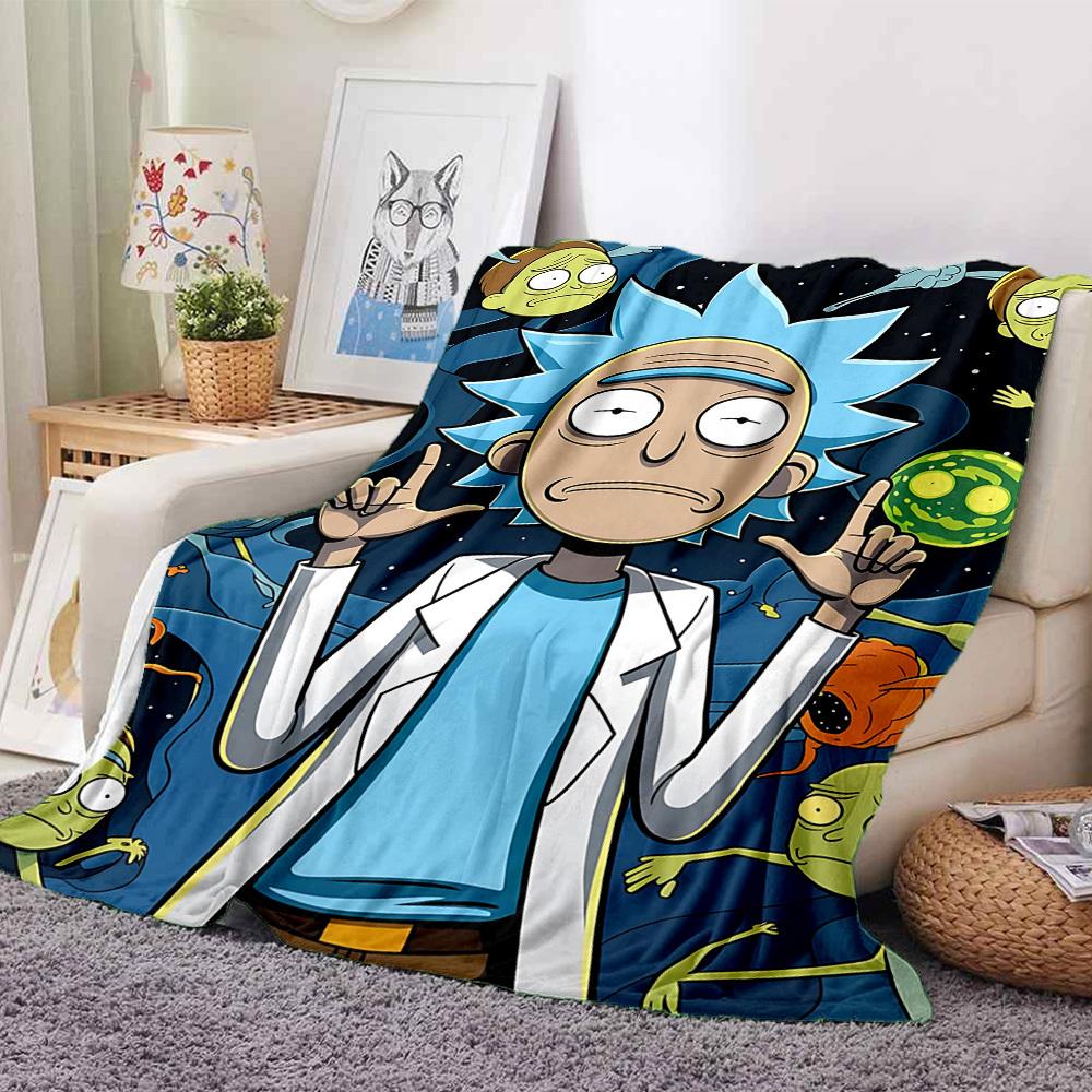 1pc Rick Sanchez Blanket Lightweight Flannel Throw For Sofa, Bed, Travel, Camping, Livingroom, Office, Couch, Chair, And Bed