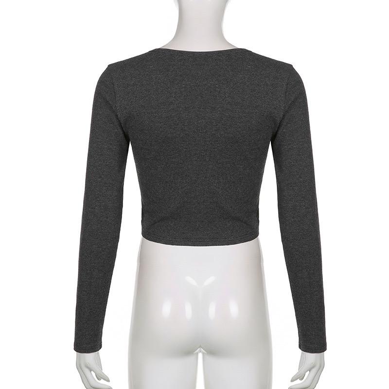 Y2k Fairy Grunge Diamonds Graphic Print Crop Top Autumn Long Sleeve Slim Fit Pullovers Tees Women Vintage White Crop Top Clothes