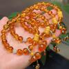 Bracelet unisexe en perles d'ambre ethnique: Design Floral, Perles Rondes en Cire d'Abeille