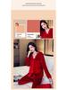 Damen Gold Samt Spitzenbesatz Pyjama Set - Langarm Strickjacke & Hose für Herbst/Winter