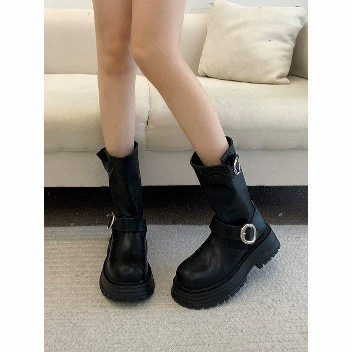 Brown Retro American Thick-soled Heightening Martin Women's 2025 New Versatile Autumn Thin Short Boots