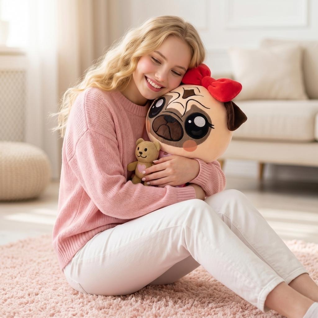 Plush Stuffed Animal Soft Toy with Small Teddy Bear Accessory Home Decoration and Playroom Addition Suitable for Kids and Adults Birthday Gift