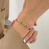 Exquisite Colorful Heart Bracelet for Women Charm Korean Crystal Zircon Metal Chain Bracelets Bangle Party Birthday Jewelry Gift