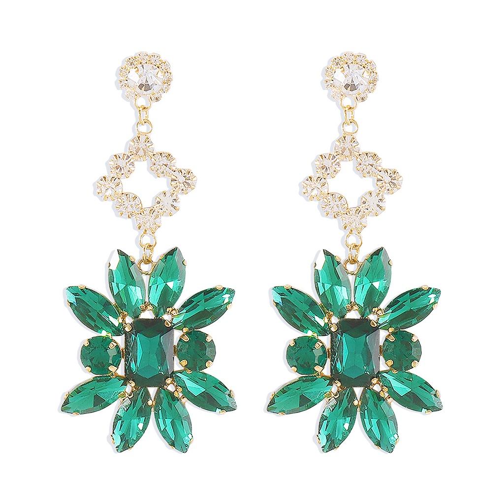 E11683 Floral Vintage Earrings Exaggerated Geometric Design Alloy With Rhinestones For Women