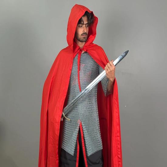 Red Templar Cloak Holy Cross Templar Crusader Cloak Upper Inner with Chainmail Medieval Knight Armor Cloak LARP Cosplay Costume