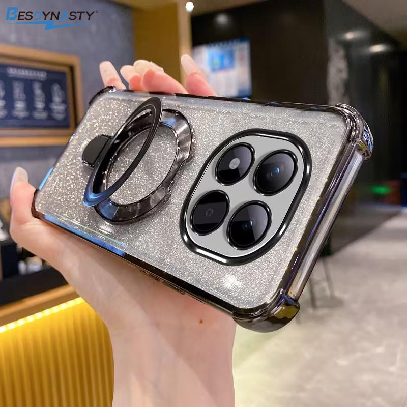 Glitter Ring Holder For Magsafe Phone Case For Samsung S26 S25 S24 S23 S22 S21 Plus FE Ultra Edge Shockproof Soft Silicone Cover
