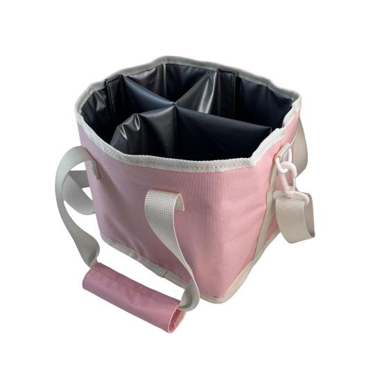 

Insulated Drink Carrier Bag, 4 Compartment Tumbler Carrier Caddy, Family Size Drink Bag with Adjustable Shoulder Strap, Drink Caddy Tote for Coffee рожевий