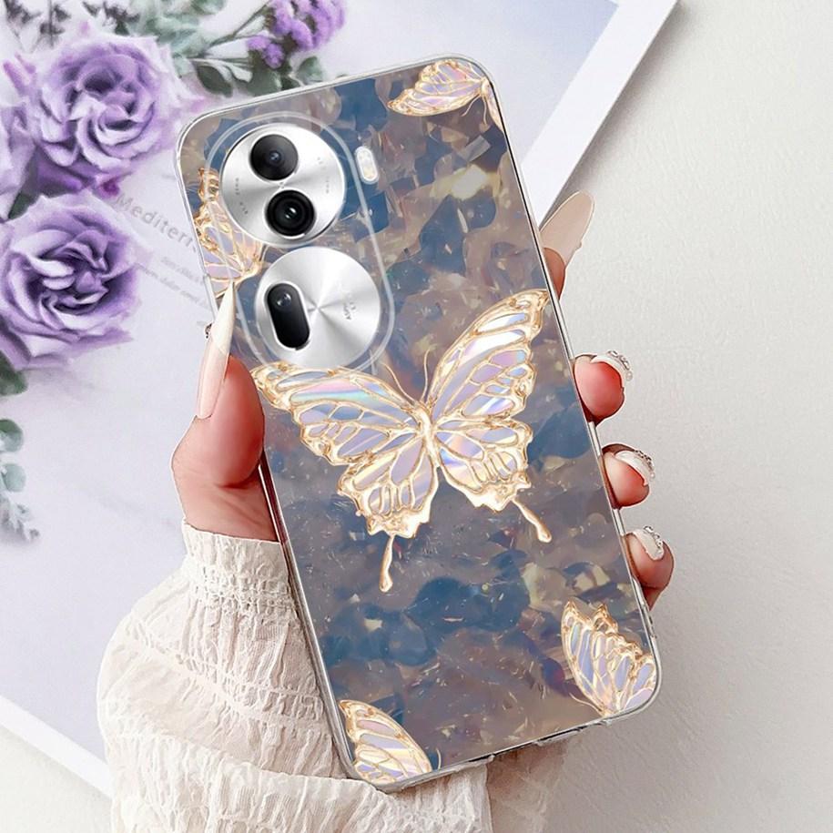 For OPPO Reno 11 Pro 5G Case CPH2607 New Fashion Flower Butterfly Silicone Clear Soft Phone Case On OPPO Reno11 5G CPH2599 Funda