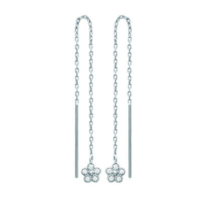 [N3034] - Silberohrringe 'Flora' silberweiß (rhodiniert) - 63x5 mm