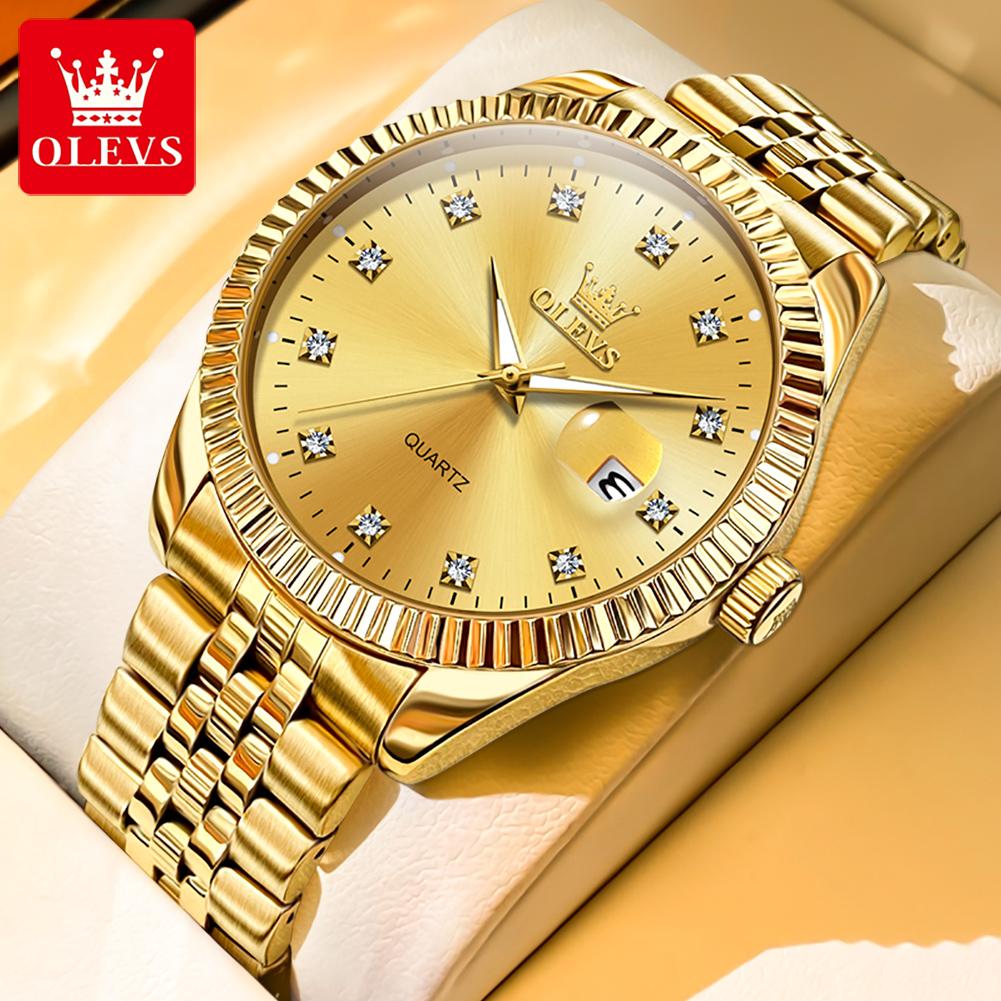 OLEVS Men's Watches Top Luxury Brand Original Quartz Watches for Man Fashion Diamond Scale Business Waterproof Wristwatches 5526