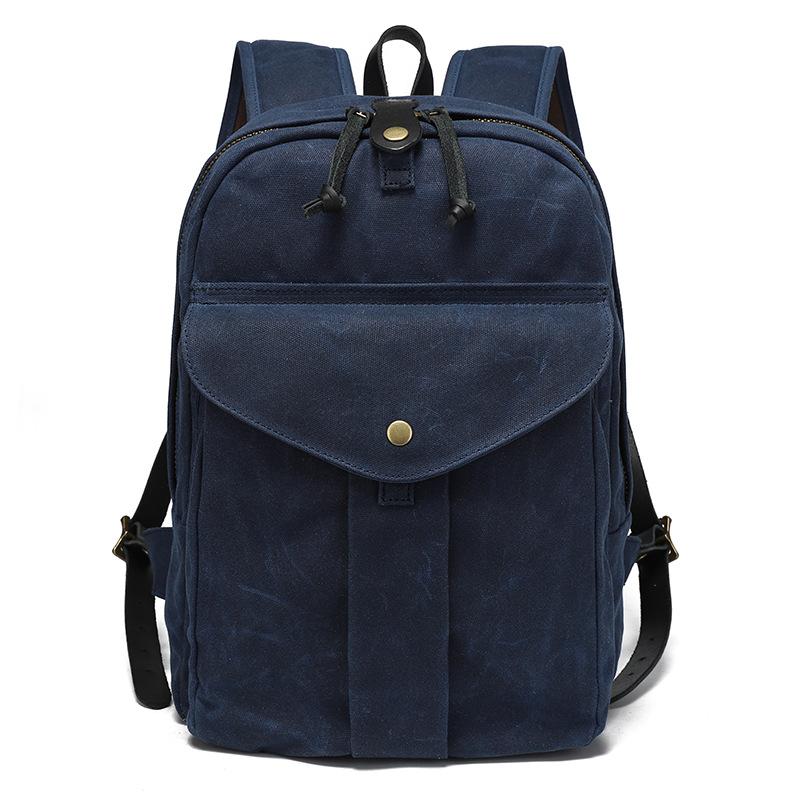 

Рюкзак Мужские и женские рюкзаки Спортивная дорожная сумка для отдыха на открытом воздухе Водонепроницаемая дорожная сумка для компьютера из вощеного холста синий