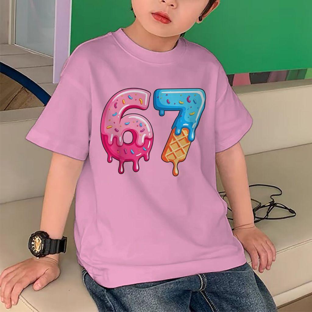 Printed children's clothing T-shirt loose fitting pullover top fashionable casual short sleeved shirt