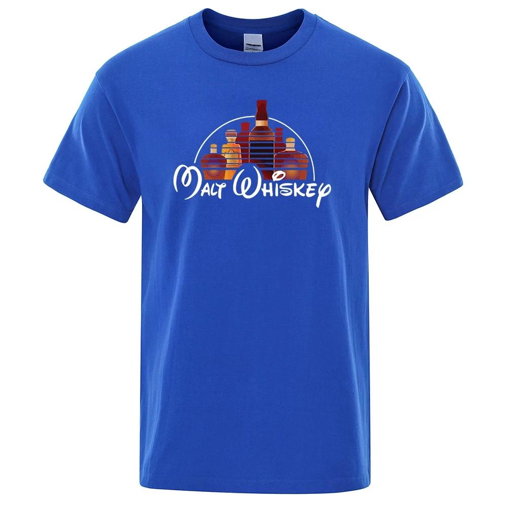 Malt Whiskey Trykket Sommer T-skjorte Morsom Alkohol Full Herre Bomull Kortermet Løs Oversized T-skjorte Topper Herre Streetwear T-skjorter
