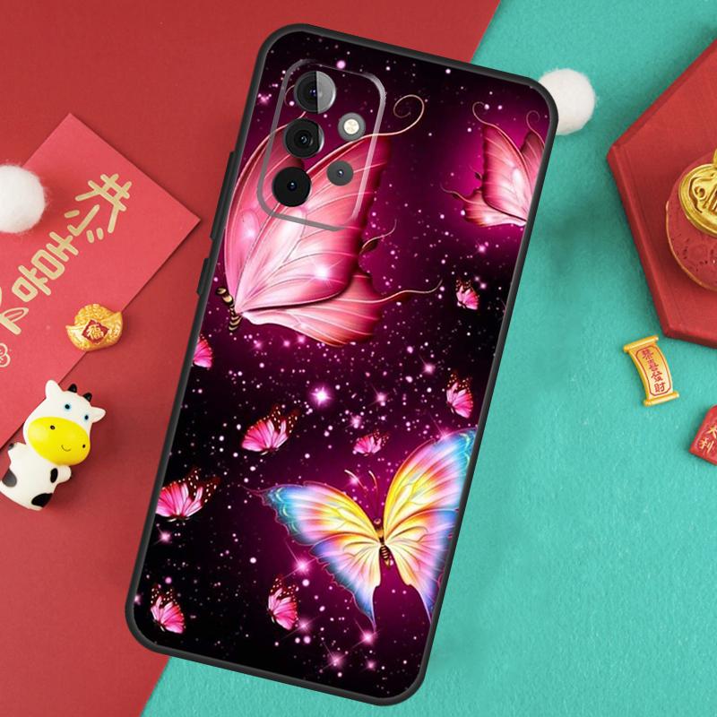 Black Beautiful Butterfly Case For Samsung Galaxy A34 A54 A14 A15 A25 A35 A55 A53 A33 A13 A52 A32 A12 A51 A71 Cover