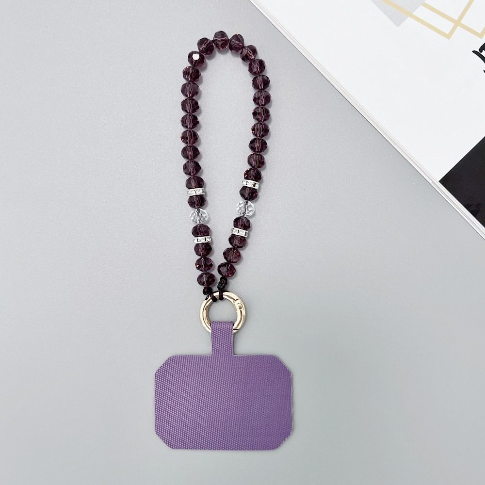 

Crystal Beads Mobile Phone Chain Lanyard Cellphone Strap Crystal Phone Straps Key Lanyards темно-фиолетового