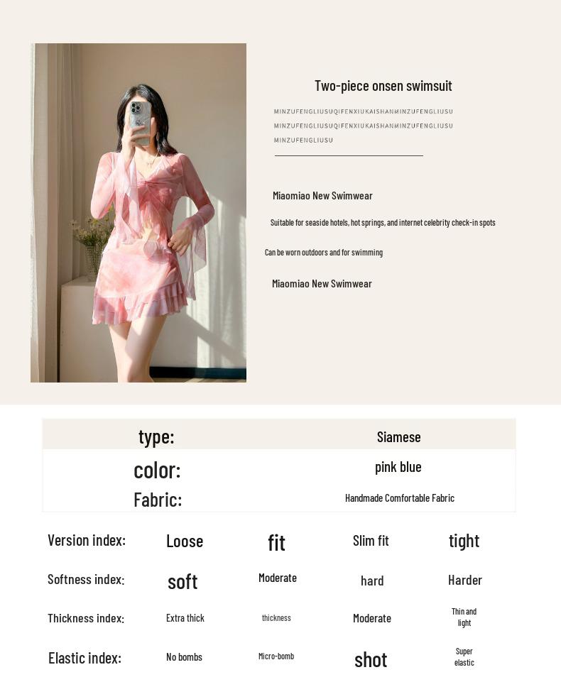Fairy Damen 2026 geteilter Rock Bikini: Sexy Vierteiliger Langarm-Badeanzug