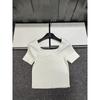 European-Style Square Neck Bow Knit Top - Women's Short Sleeve, Casual & Versatile for Spring/Summer 2026