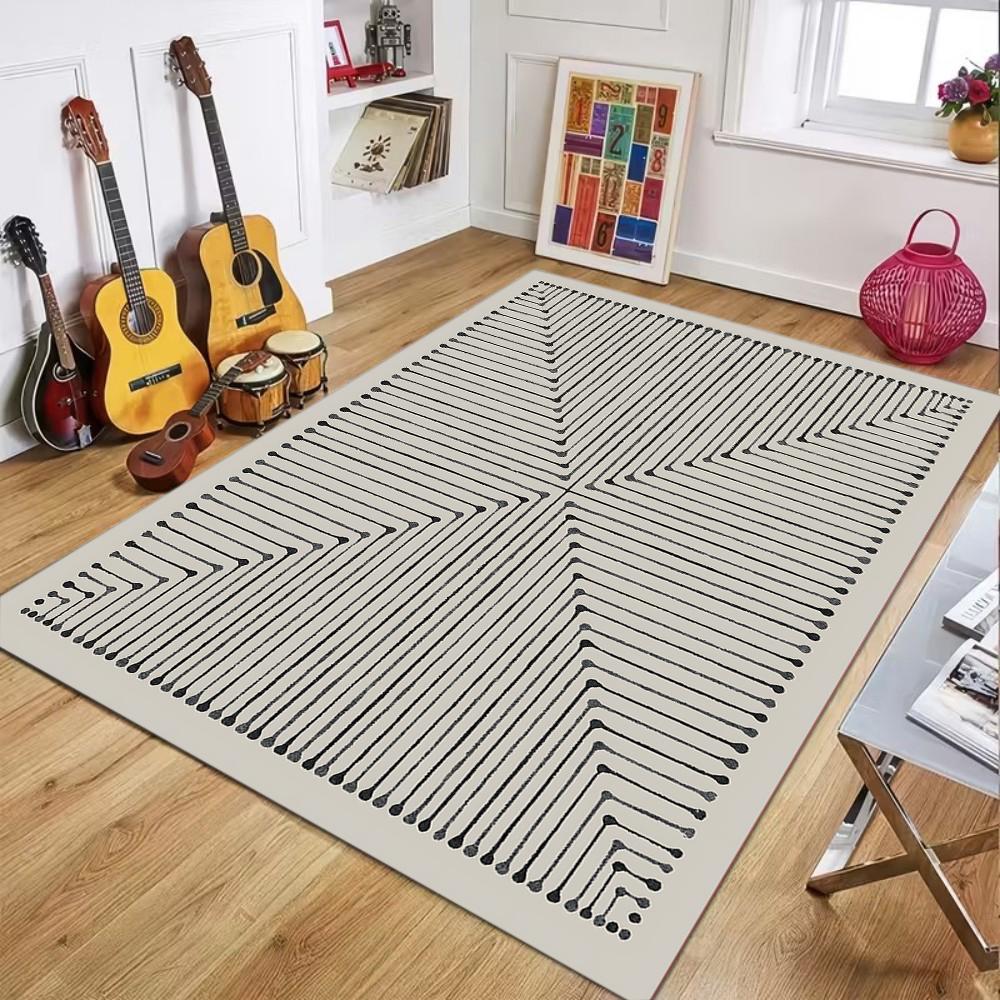 

Geometric Line Pattern Living Room Carpet Modern Art Home Decor Area Rug Soft Non-slip Floor Mat for Bedroom Hallway 40X60cm