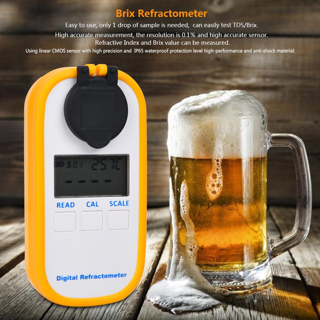 LCD Digital Brix Refractometer Food Sugar Concentration Meter Fruit Juice Beverages Tester Meter