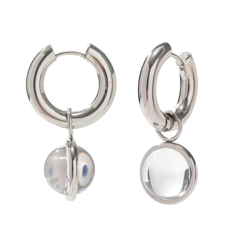 European and American INS Internet celebrities same necklace, white transparent glass ball round zircon pendant necklace women s style