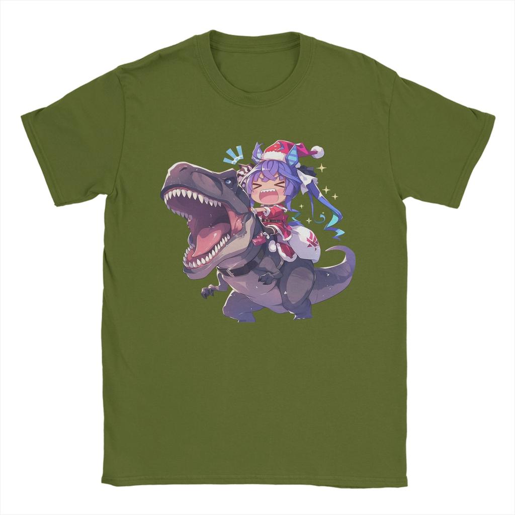 Twin Turbo Weihnachts-Dinosaurier T-Shirts Herren 100% Baumwolle T-Shirts O-Ausschnitt Uma Musume Pretty Derby Anime T-Shirts Kurzarm Kleidung