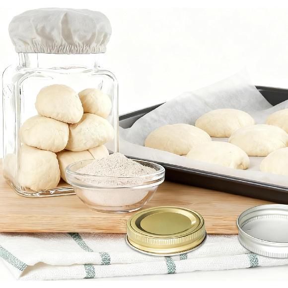 4 Pack Sourdough Starter Jar Cover Cloth, Reble Linen Covers Elastic Sourdough Starter Container Washable Breathable Cotton Cloth Bowl Lid for Mason