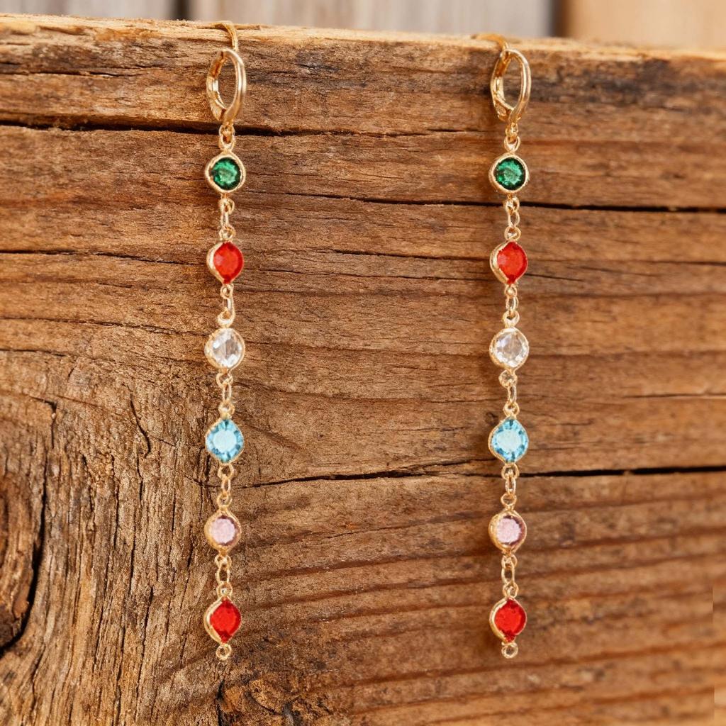 Bohemian Colorful Glass Long Y-Shaped Necklace Metal Collarbone Chain Gold Silver Color Summer Holiday Party Body Jewelry Gifts