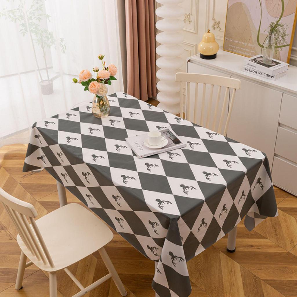 Waterproof & Stain-Resistant Plaid PEVA Tablecloth for Dining or Stall Use
