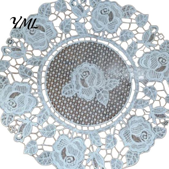Decorative Centerpiece Mats for Dining White Lace Doily, Elegant Retro Placemat, Embroidered Table Breathable Polyester Mat, Rectangular Round