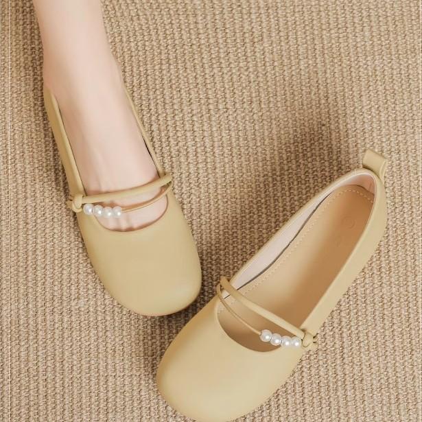 

New Mary Jane women s shoes 2025 summer fairy with skirt shallow mouth flat bottom versatile low heel soft sole Doudou single shoes 40 хаки