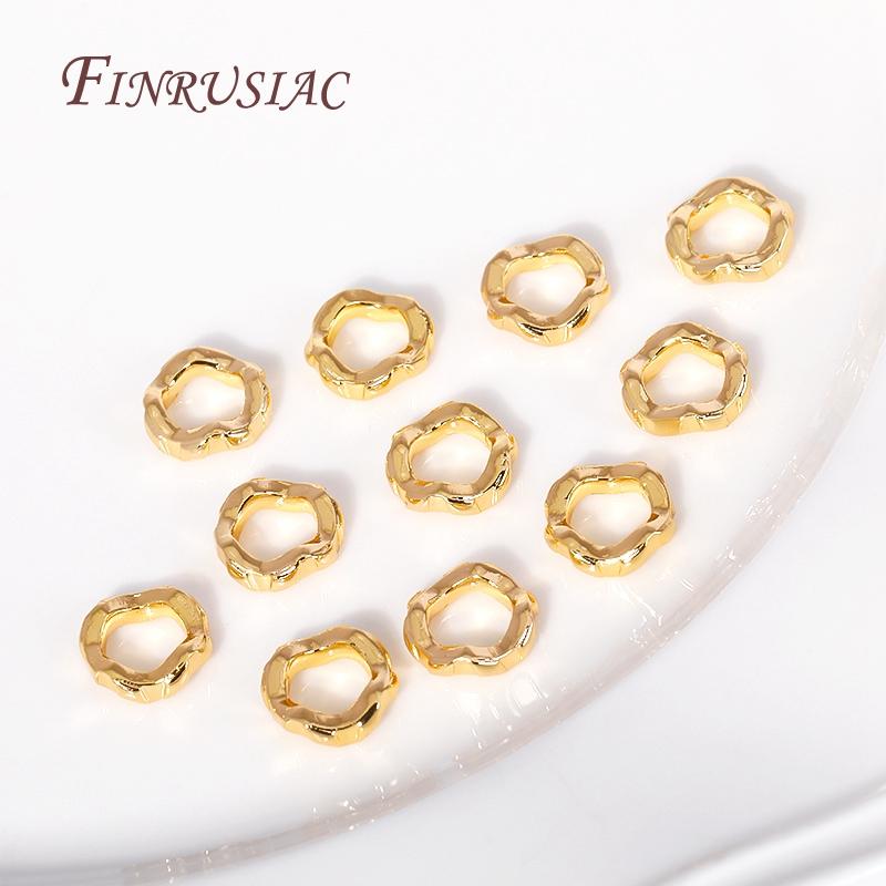 18K Gold Plated Brass Spacer Beads,Diameter Size 6/8/10MM Irregular Spacer Beads For Needlework Beading Jewelry Making Wholesale