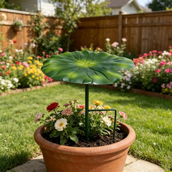 Copertura Ombreggiante per Piante da Taglio a Terra a Foglia di Loto, Protezione Solare in Metallo con Vernice Antiruggine Impermeabile, Ombrello da Giardino per Fiori in Vaso Piantine,