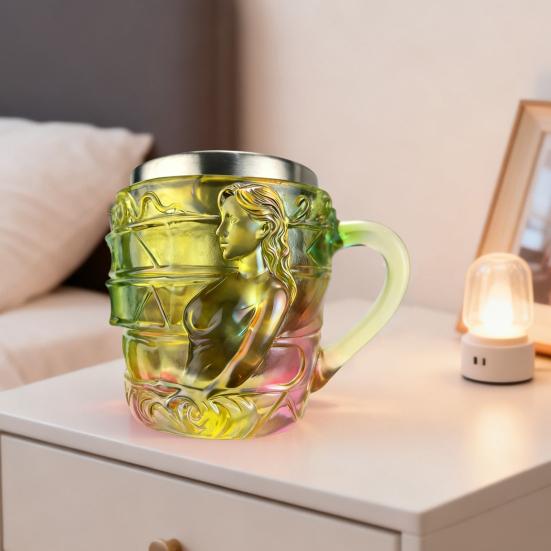 Book Mug 3D Hand-Painted Resin Coffee Mug with Stainless Steel Interior Microwave Dishwasher Safe Literary Cup Unique Gift for Book
