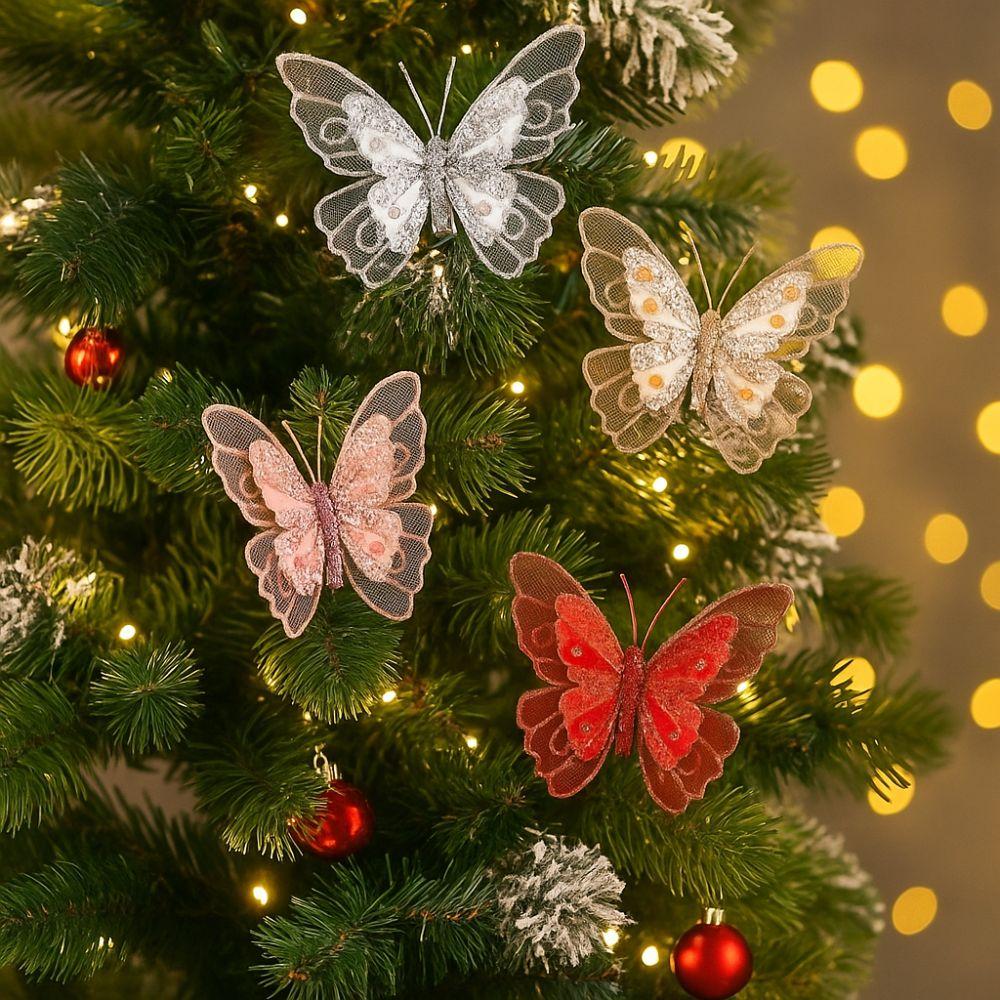 Glitter Christmas Butterfly Pendant Sequins Butterfly Tree Decoration  Home Decoration