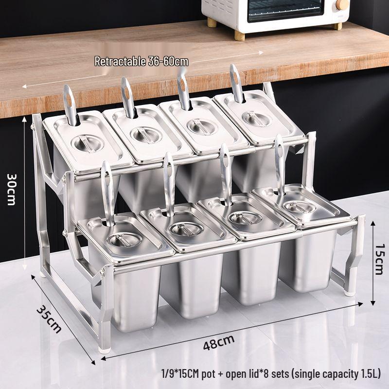 Commercial Stainless Steel Multi-Compartment Condiment Tray Set for Milk Tea Shop