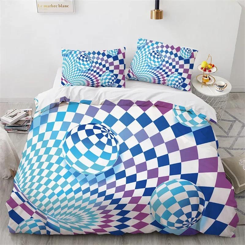 Abstract Geometric Duvet Cover Queen Psychedelic Spiral Swirl Bedding Set Microfiber Quilt Cover For Kids Teen Girls Room Decor