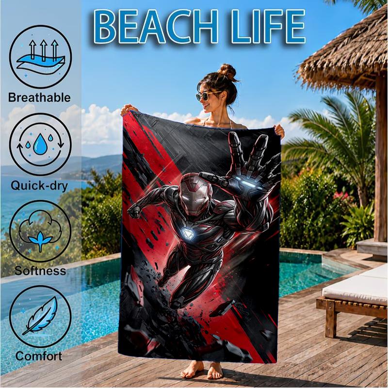 Iron In Action Beach Towel, Super Soft Microfiber, Perfect Gift for Her/Him, Birthday, for Pool, Beach, Travel, Decor Beach Party