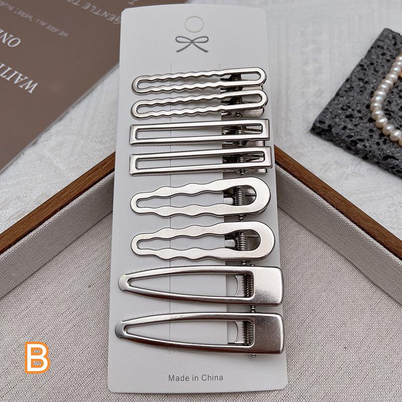 8Pcs Girl Hair Pins Silver Metal Duckbill Clip Women Hair Clips Side Bangs Female Ladies Barrettes Hair Accessories