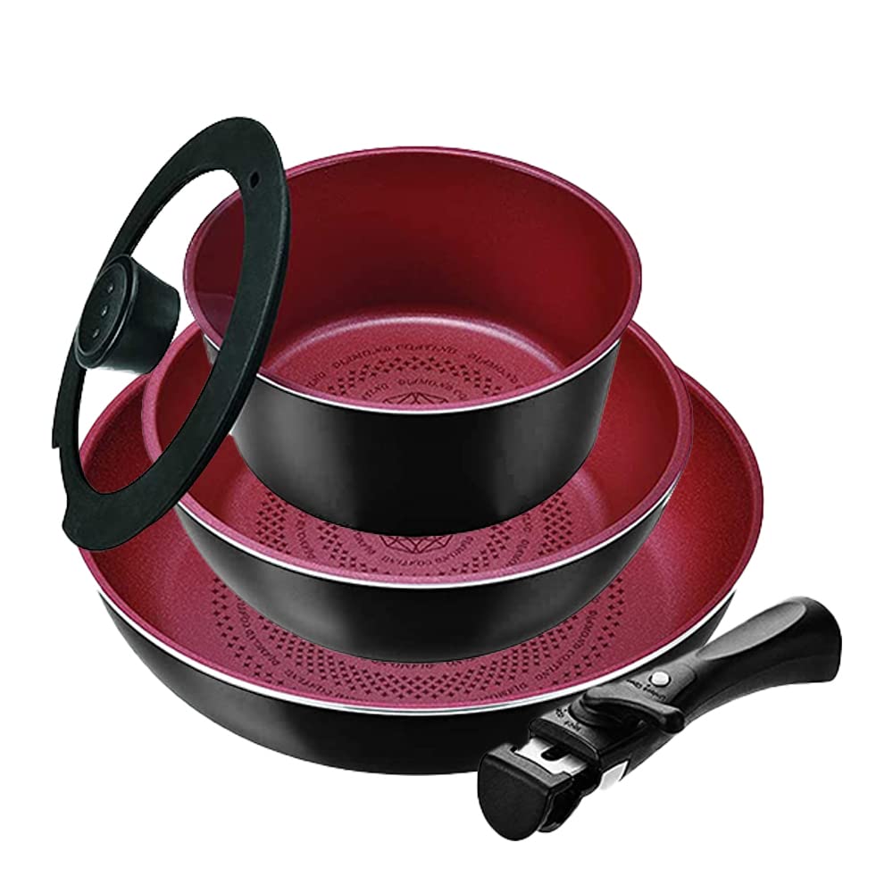 

Набор посуды Pearl Metal из 5 предметов, B, подходит для индукционных плит, алмазное покрытие, индикатор нагрева, HB-5622