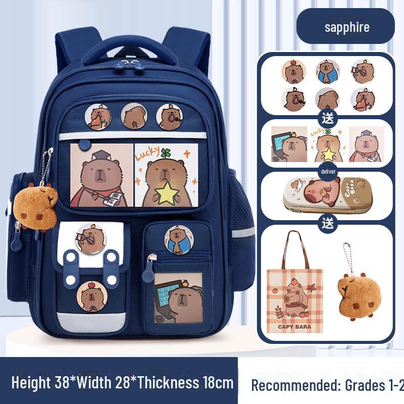 Capibara Schoolbag: Large Capacity, Lightweight Backpack for Grades 1-6, Ideal for Boys and Girls