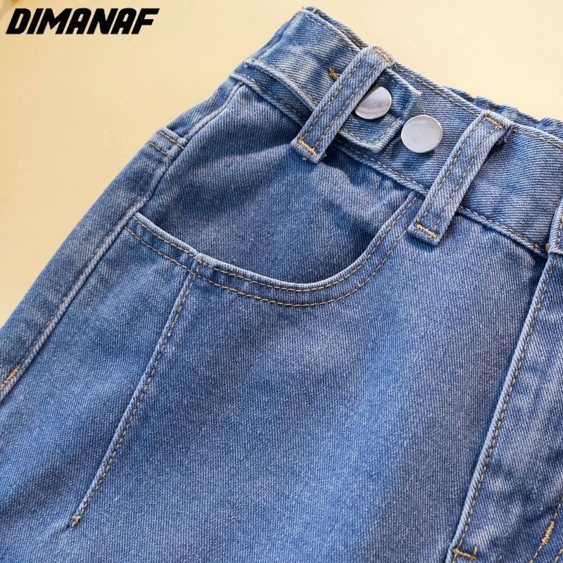 DIMANAF Summer Jeans Long Pants Women Elastic Loose Straight Casual Tassel Female Basic Straight Trousers Wide Leg Pants Blue 4XL AA