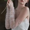 Decorative Paired Arm Warmer False Cuffs Pearls Tulle for Princess Dress False Sleeves Long Arm Covers
