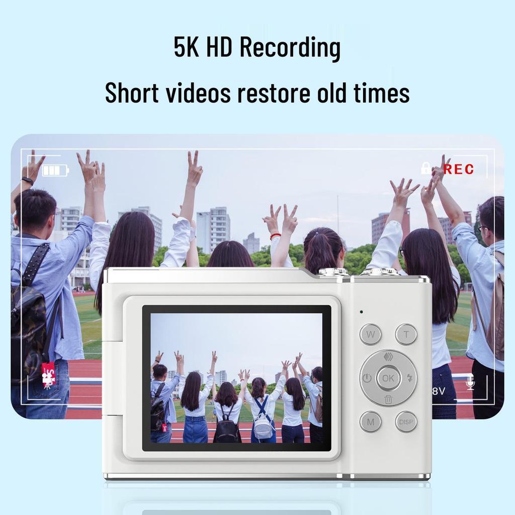 Retro 5K HD Flip Screen Mirrorless Camera for Outdoor Shots and Student Selfies