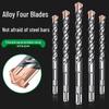 Tungsten Steel Four-Flute Impact Drill Bit with Square/Round Shank Adapter