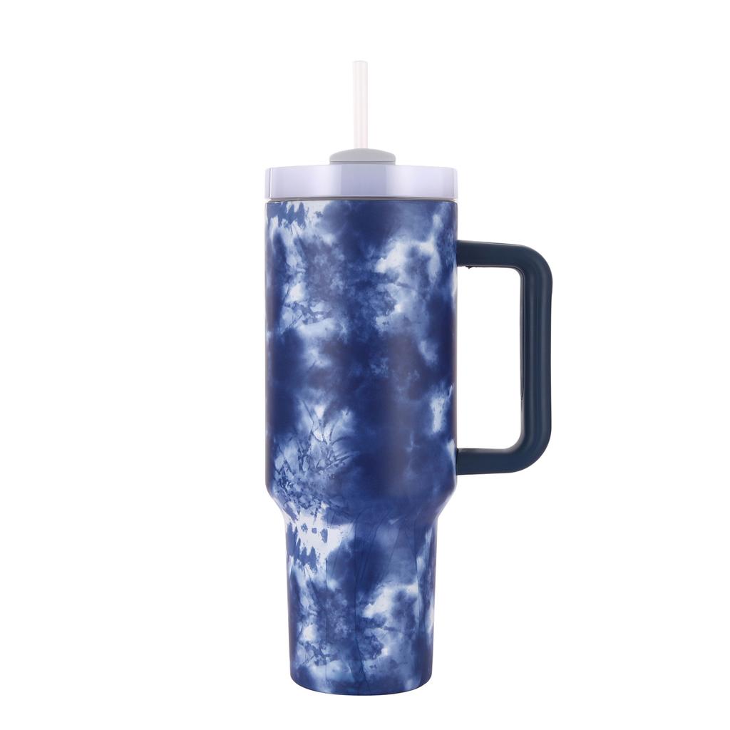 Car Cup with Straw Ice Tyrant Cup Car Thermos Cup Handle Paint Transfer Process Stainless Steel
