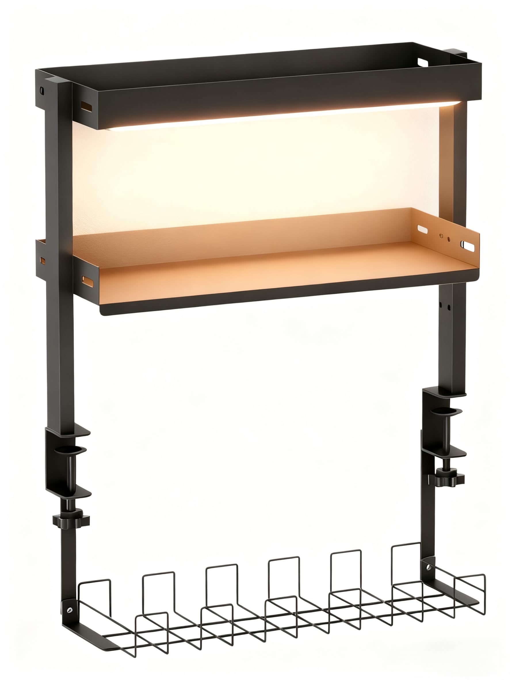 

Druvia Desk Storage No Drilling or Screws 10kg Load Can be Used as a Monitor Easy Cable Desk Small Item Suitable for Rental Office Desk Shelf Rack, чёрный