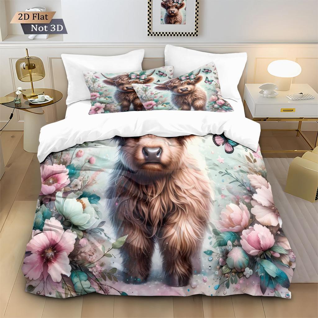 2/3pcs bedding set Digital Print Comfortable Duvet Cover for Home Bedroom Decoration, 1 Duvet Cover and 2pillowcase with Zippers