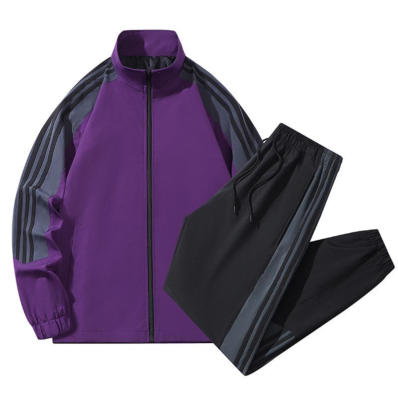 Men's Three-Bar Casual Jacket & Pants Set - Trendy, Versatile, Loose Fit for Spring/Autumn