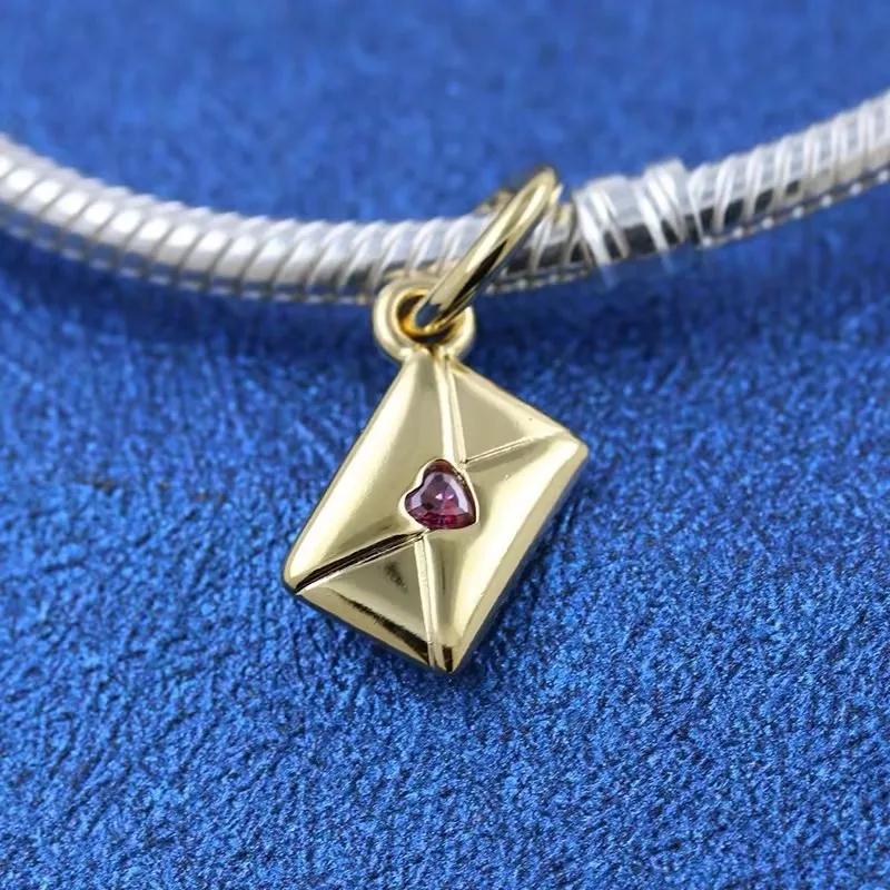 Copperheart Envelope Gold Charms Beads Fit Original Pandora Bracelet Pendent Diy For Women Fine Jewelry Gift