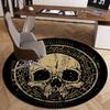 Skull Pentagram Gothic Round Crystal Velvet Rug Dark Mystical Design Bedroom Living Room Decor Antique Symbolic Floor Mat Carpet